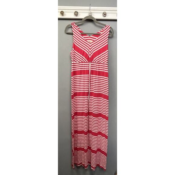 Margaritaville Maxi‎ dress Womens Medium Pink Striped Sleeveless Stretch Long - Picture 1 of 6